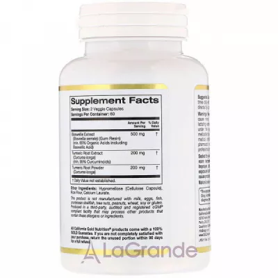 California Gold Nutrition Boswellia Extract Plus Turmeric Extract ĳ  