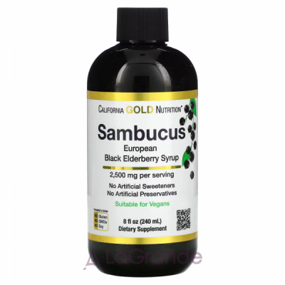 California Gold Nutrition Sambucus European Black Elderberry Syrup     