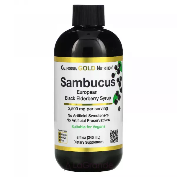 California Gold Nutrition Sambucus European Black Elderberry Syrup ����� �� ����������� ������ ������