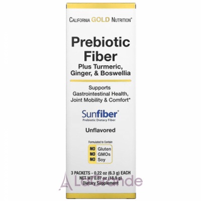 California Gold Nutrition Prebiotic Fiber Plus Turmeric, Ginger, & Boswellia   