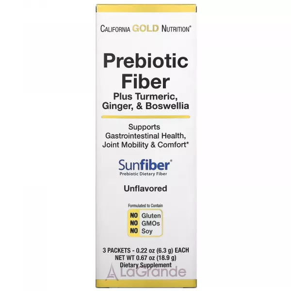 California Gold Nutrition Prebiotic Fiber Plus Turmeric, Ginger, & Boswellia ����������� ������� 