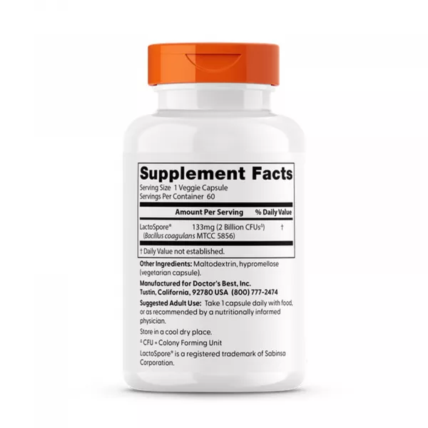 Doctor's Best Digestive Health, Probiotic 2 Billion with LactoSpore ���������� ��� �����������, 2 ���� ���