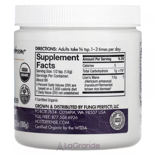 Fungi Perfecti Host Defense Mushrooms Lion's Mane ����������� ������� 