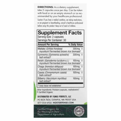 Fungi Perfecti Host Defense Mushrooms MycoBotanicals Blood Sugar     