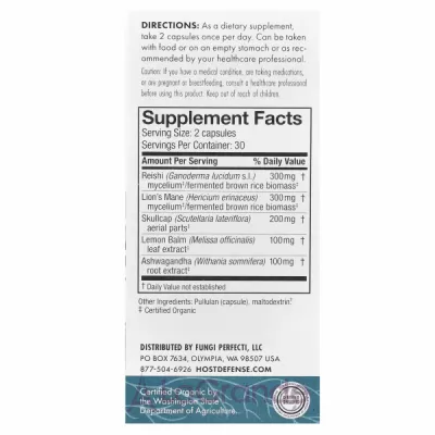Fungi Perfecti Host Defense Mushrooms MycoBotanicals Stress Decompress   