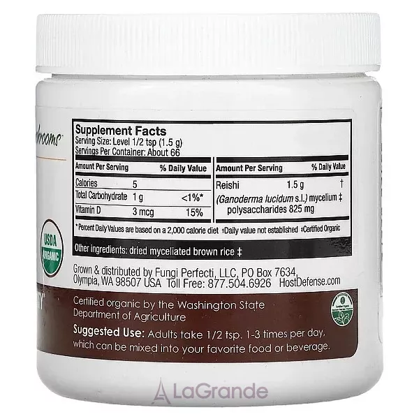 Fungi Perfecti Host Defense Mushrooms Reishi Mushroom Mycelium Powder ������� �������� ������� ����� ��� ���������� ������