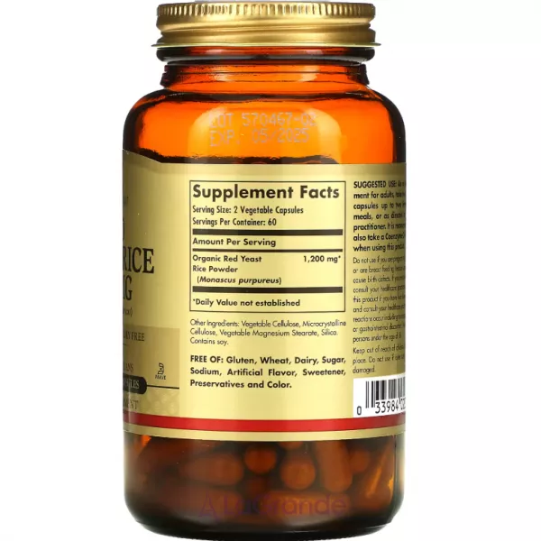 Solgar Red Yeast Rice 600 mg �������� ��������� ��� 600 ��