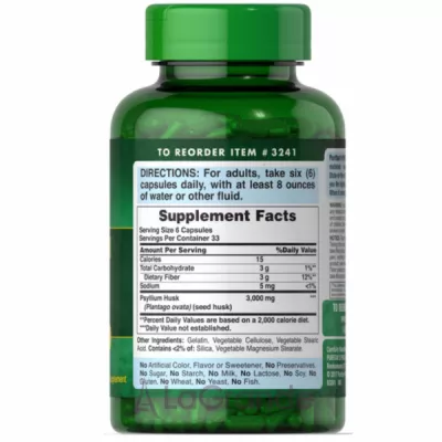 Puritan's Pride Psyllium Husks 500mg  