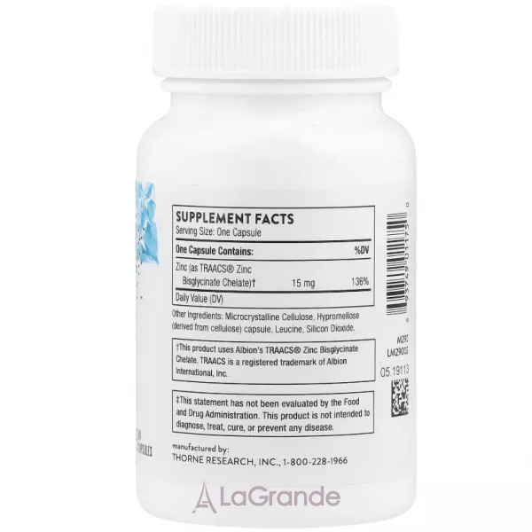 Thorne Research Zinc Bisglycinate 15mg ����������� ������� 