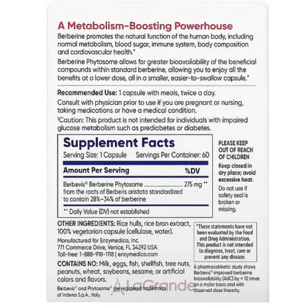 Enzymedica Berberine Phytosome �������� ��������� 275 ��