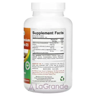 Best Naturals Calcium Magnesium Zinc + Vitamin D3  
