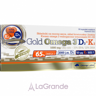 Olimp Gold Omega-3 65% D3+K2   