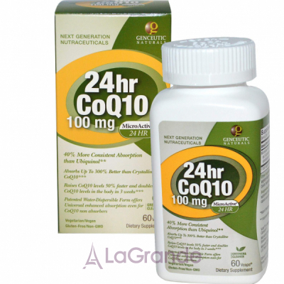 Genceutic Naturals CoQ10 24 hr 100 mg   