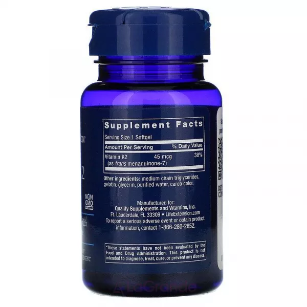 Life Extension Low Dose Vitamin K2 (MK-7) 45 mcg ĳ������ ������� 