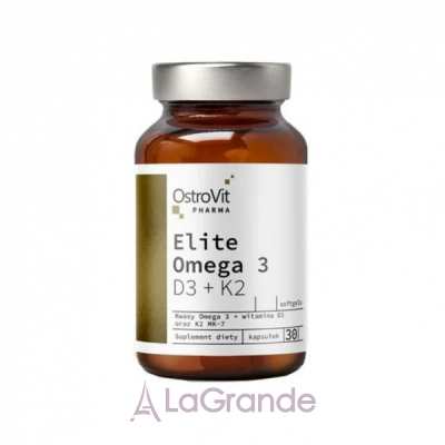 OstroVit Pharma Elite Omega 3 D3+K2   -3 +  D3 + K2  