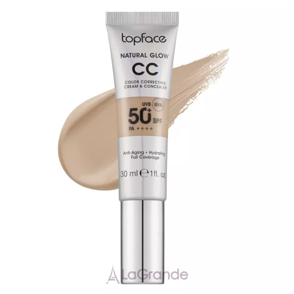 TopFace Natural Glow CC Color Correcting Cream & Concealer SPF 50+ PA++++ ��������� ��-���� �� �������� 2�1