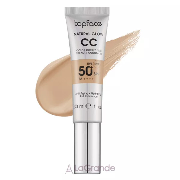 TopFace Natural Glow CC Color Correcting Cream & Concealer SPF 50+ PA++++ ��������� ��-���� �� �������� 2�1