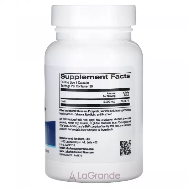 Lake Avenue Nutrition Biotin 5000 mcg ĳ������ ������� 