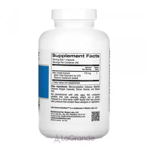Lake Avenue Milk Thistle Extract 175 mg ĳ������ ������� 