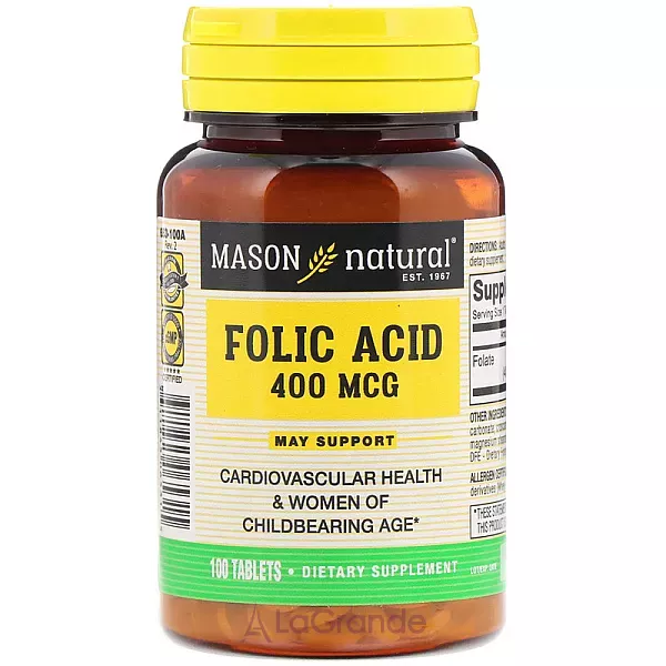 Mason Natural Folic Acid 400 mcg ����������� ������� 
