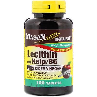 Mason Natural Lecithin with Kelp, B6 Plus Cider Vinegar Extra Strength   