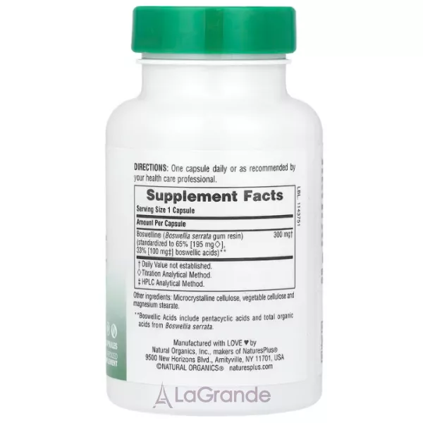 NaturesPlus Boswellin 300 mg ����������� ������� 