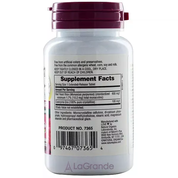 NaturesPlus Red Yeast Rice & CoQ10 600 mg/100 mg ����������� ������� 