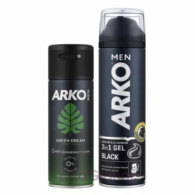 Arko Men Black  (shaving/gel/200ml + deo/150ml)