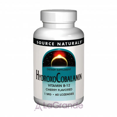 Source Naturals Vitamin B12 Hydroxocobalamin 1mg Cherry Flavored      