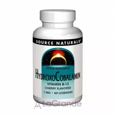 Source Naturals Vitamin B12 Hydroxocobalamin 1mg Cherry Flavored      