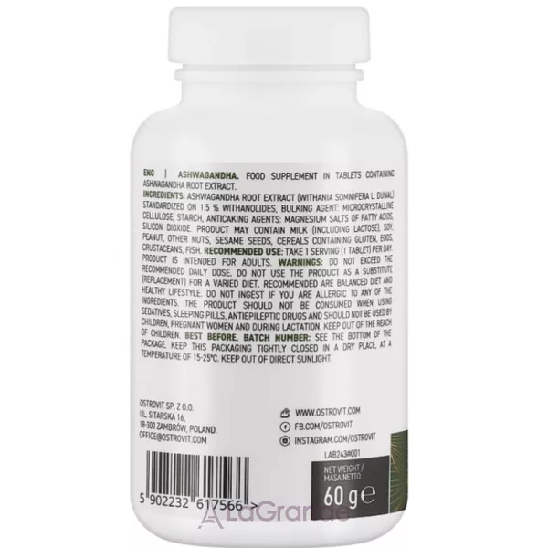 OstroVit Ashwagandha ĳ������ ������� ��������� � ���������