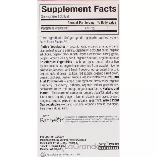 Natural Factors Pantethine 450 mg ĳ������ ������� 