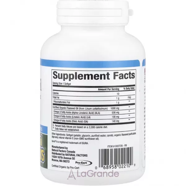 Natural Factors Flaxseed Oil 1000 mg ĳ������ ������� 