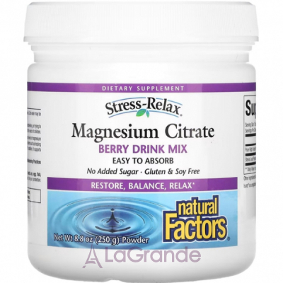 Natural Factors Stress-Relax Magnesium Citrate Berry Drink Mix ĳ    
