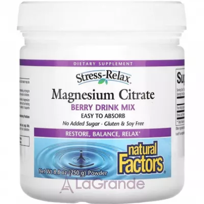 Natural Factors Stress-Relax Magnesium Citrate Berry Drink Mix ĳ    