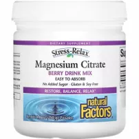 Natural Factors Stress-Relax Magnesium Citrate Berry Drink Mix ����������� ������� � ������� "������ ������", ������� �������