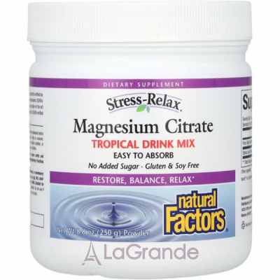 Natural Factors Stress-Relax Magnesium Citrate Tropical Drink Mix ĳ    