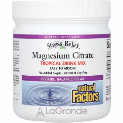 Natural Factors Stress-Relax Magnesium Citrate Tropical Drink Mix ĳ    