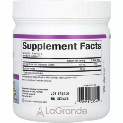 Natural Factors Stress-Relax Magnesium Citrate Tropical Drink Mix ĳ    