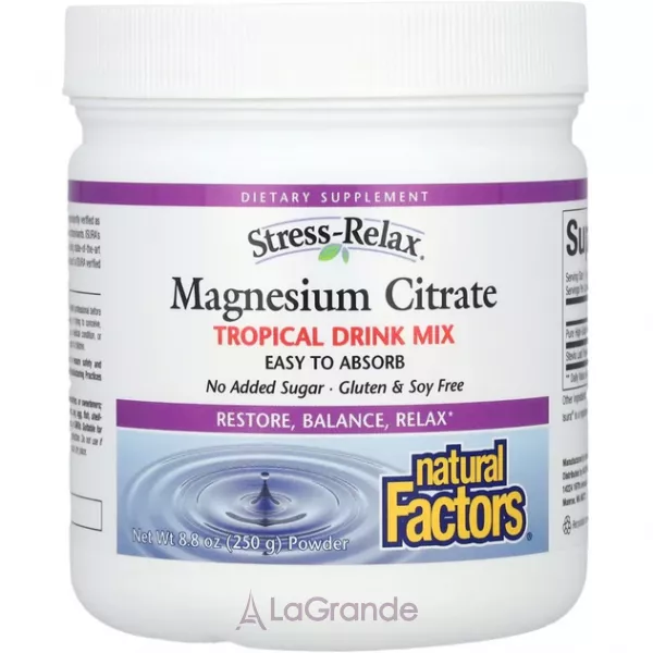 Natural Factors Stress-Relax Magnesium Citrate Tropical Drink Mix ĳ������ ������� � ������� 