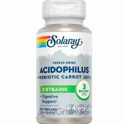 Solaray Acidophilus 3 Strain Probiotic & Prebiotic Carrot Juice ,     