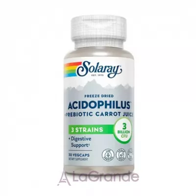 Solaray Acidophilus 3 Strain Probiotic & Prebiotic Carrot Juice ,     