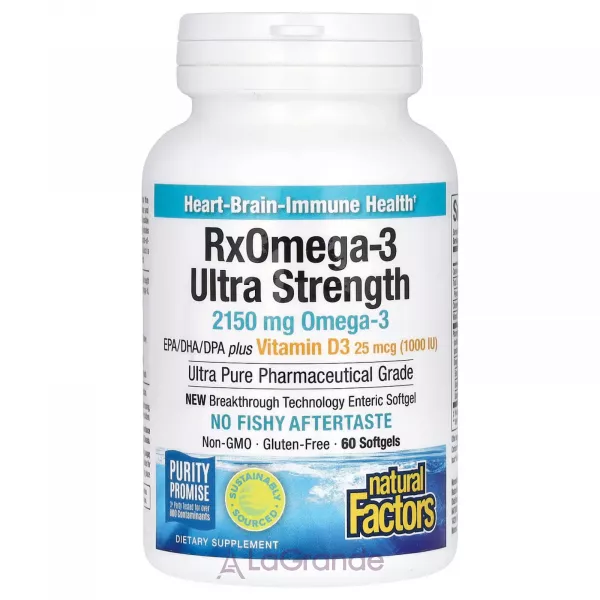 Natural Factors RxOmega-3 Ultra Strength with Vitamin D3 ĳ������ ������� 