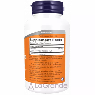 Now Foods L-Histidine 600 mg   