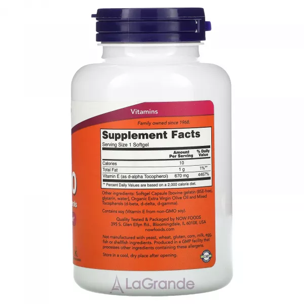 Now Foods �-1000 with Mixed Tocopherols 670 mg (1000 IU) ����������� ������� 