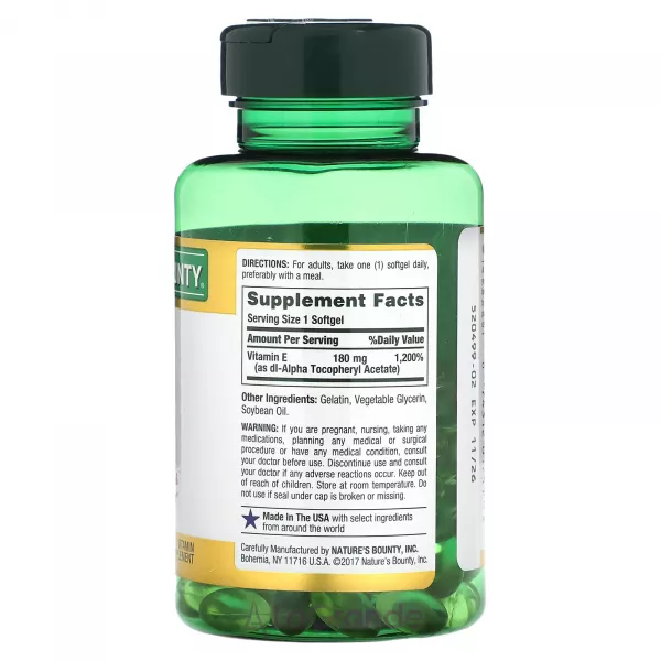 Nature's Bounty Vitamin E 180 mg ����������� ������� ��� ��������� ���������� 