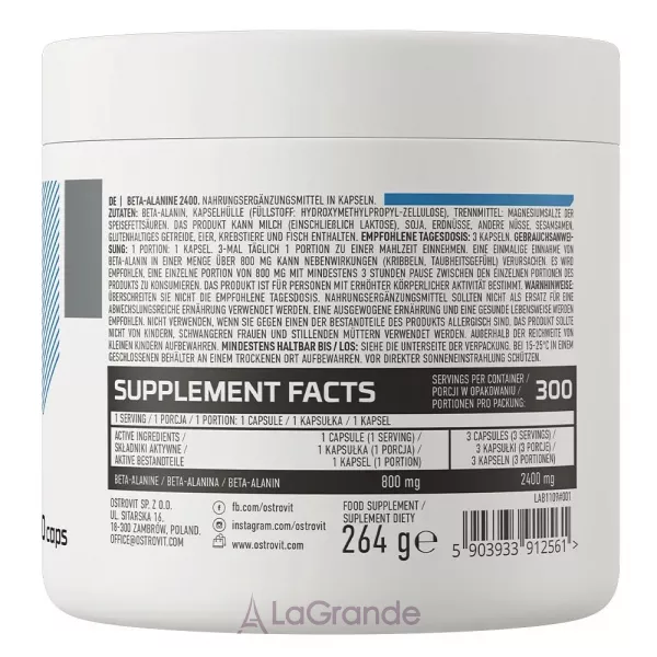 OstroVit Beta-Alanine 2400 mg ����������� ������� ����-������ � ��������
