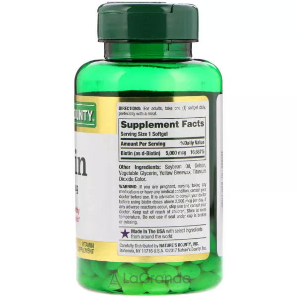 Nature's Bounty Biotin 5000 mcg ����������� ������� ��� �������� �����, ���� � ������ 