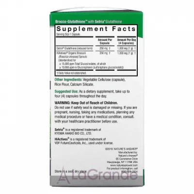Nature's Answer Brocco-Glutathione 500 mg ĳ  