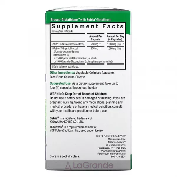 Nature's Answer Brocco-Glutathione 500 mg ����������� ������� 